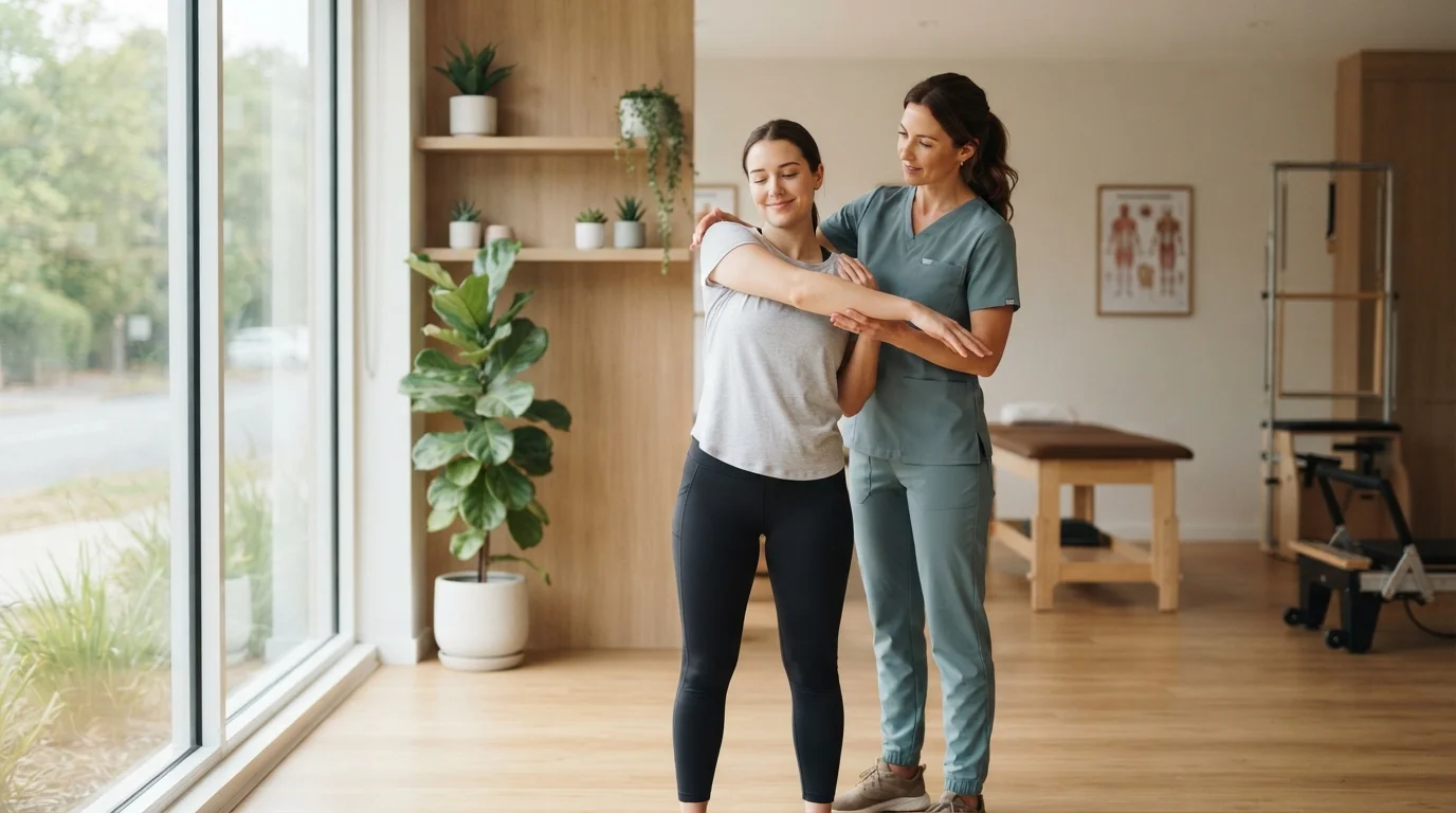 Physiotherapy session focused on posture and mobility stretch